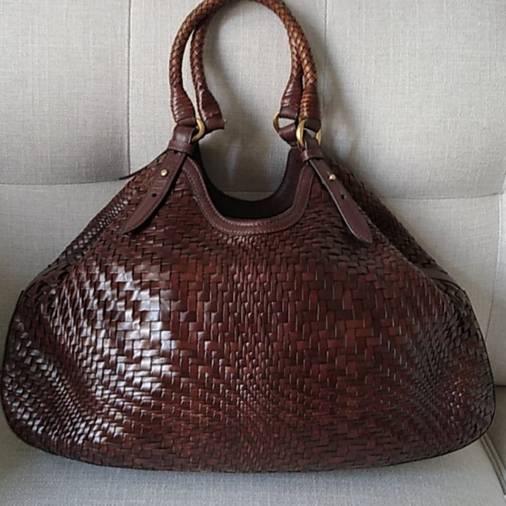Cole Haan Genevieve Brown Leather Triangle Tote